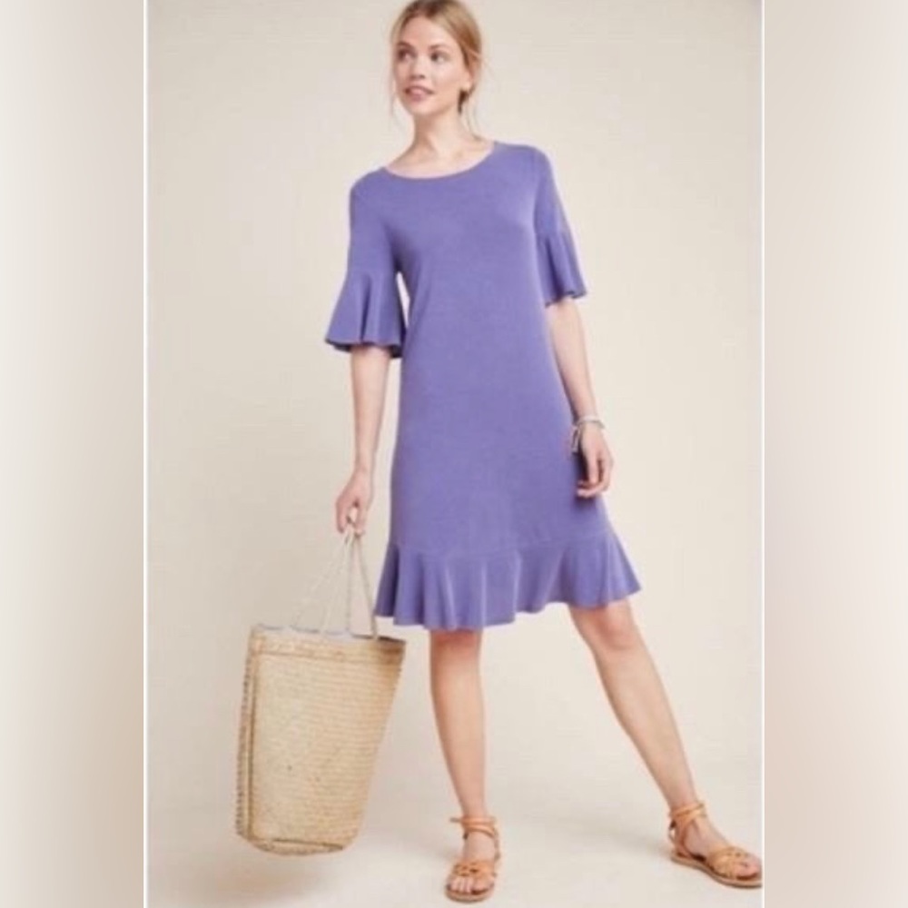 Anthropologie Lavender Modal Bell Sleeves Dress Size M NWOT